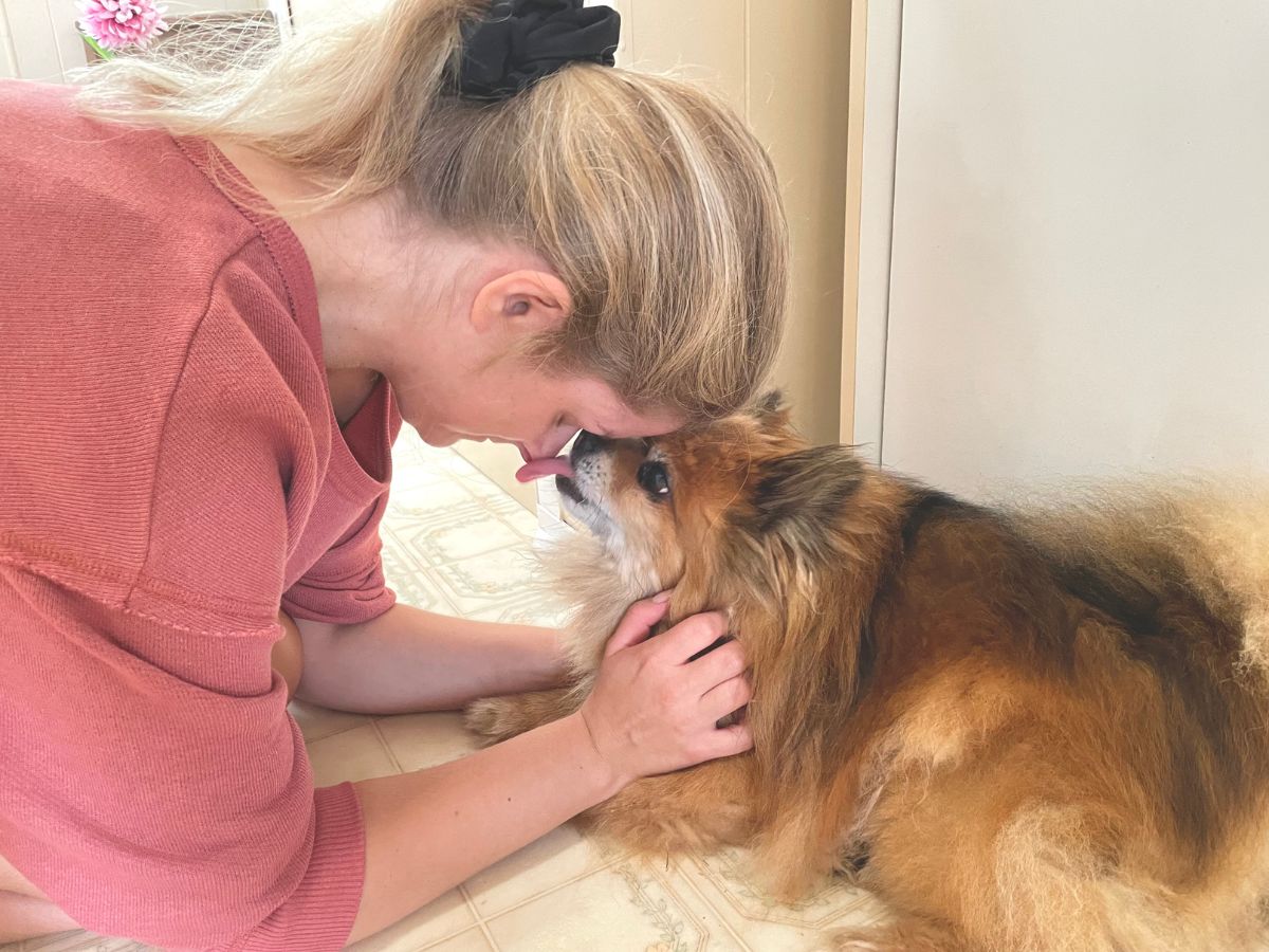 A ruff day calls for a kiss on the nose from your dog