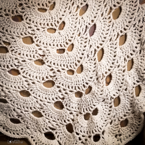 crocheted shawl. Believe