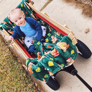 toddler in wagon